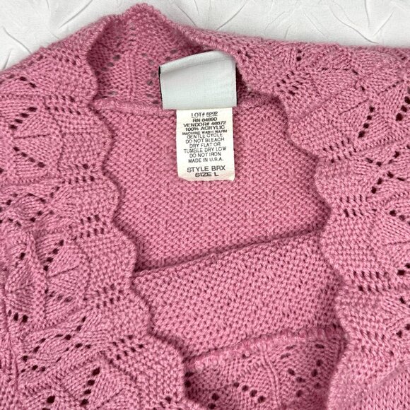 Vintage Haband! Short Sleeve Sweater Coquette Knit Details, Large **See photos** - Picture 5 of 6